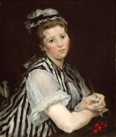Dívka s třešněmi, cca 1870 (olej na plátně) od Eva Gonzalès