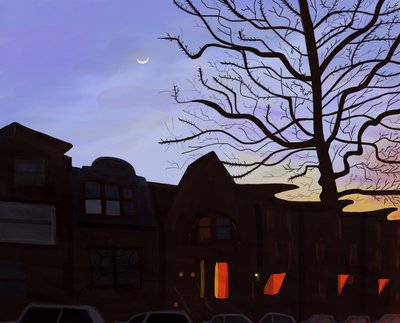 9th Street, Brooklyn, 2016 (ručně kresleno na iPadu tužkou Apple) od Evan Sklar