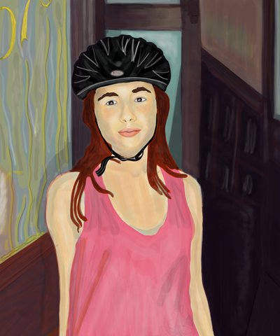 Ava v cyklistické přilbě, Brooklyn (digitální umění) od Evan Sklar