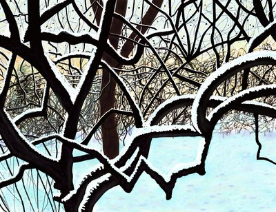 Třešeň na sněhu, Brooklyn (digitální umění) od Evan Sklar