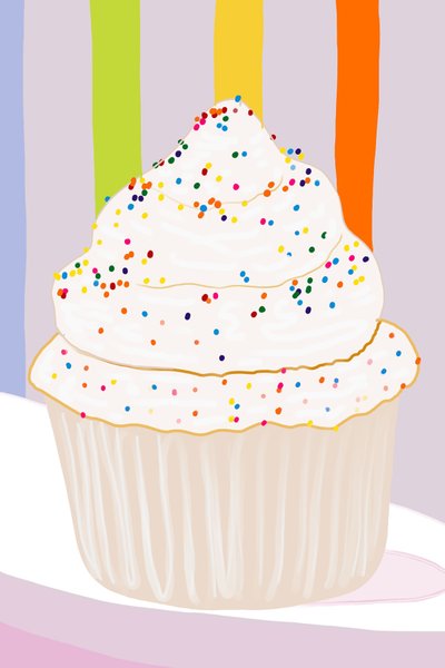 Cupcake s vanilkovou polevou a posypem, Brooklyn (digitální umění) od Evan Sklar