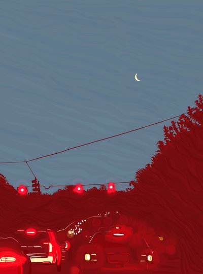 Driving South, Six Fifty Five A.M., cca 2020-24 (digitální umění) od Evan Sklar