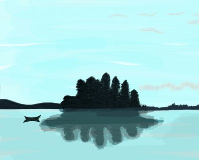 Jezero v Maine, 2015 (ručně kresleno na iPadu tužkou Apple) od Evan Sklar