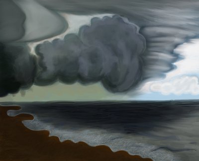 Velký mrak nad oceánem, 2016 (nakresleno ručně tužkou Apple na iPadu) od Evan Sklar