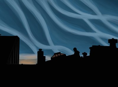Muž na střeše Brooklynu (digitální umění) od Evan Sklar