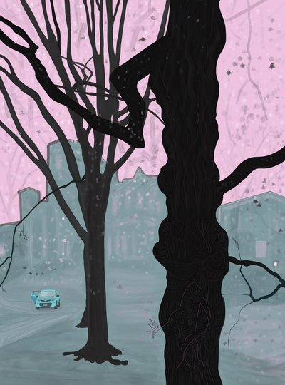 Starý strom, starý dům a auto, Brooklyn (digitální umění) od Evan Sklar