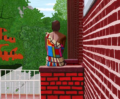 Žena sedící v Crown Heights, léto (digitální umění) od Evan Sklar