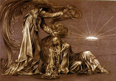 Dokončená studie pro Earthbound, c.1897 (křída) (viz 27982) od Evelyn De Morgan