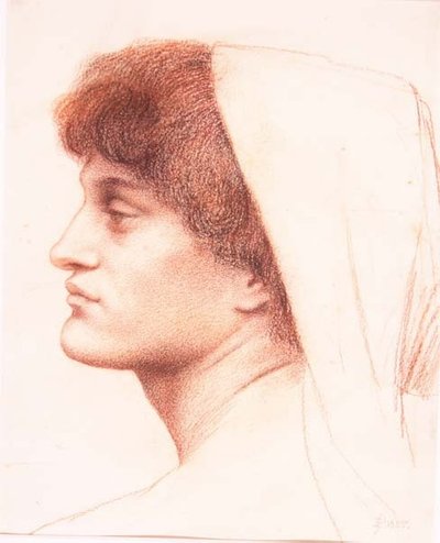 Profil ženské hlavy od Evelyn De Morgan