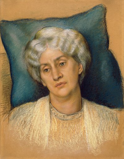Studie pro „Přesýpací hodiny“: portrét paní William Morris. c.1904-05 (pastel na papíře) (studie 28828) od Evelyn De Morgan
