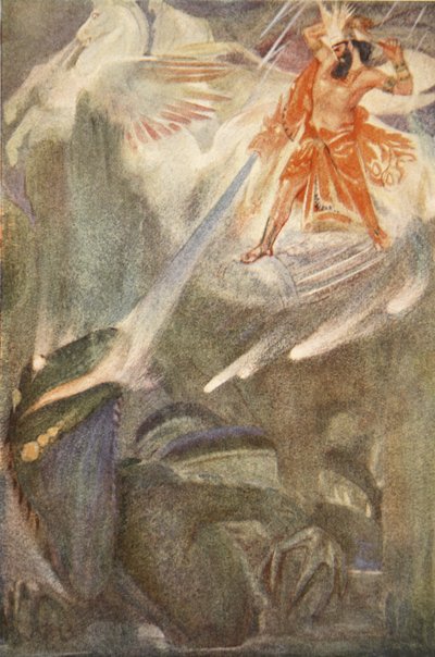 „Byl mocný na pohled“, ilustrace z „Mýtů a legend o Babylónii a Asýrii“ od Lewise Spence od Evelyn Paul