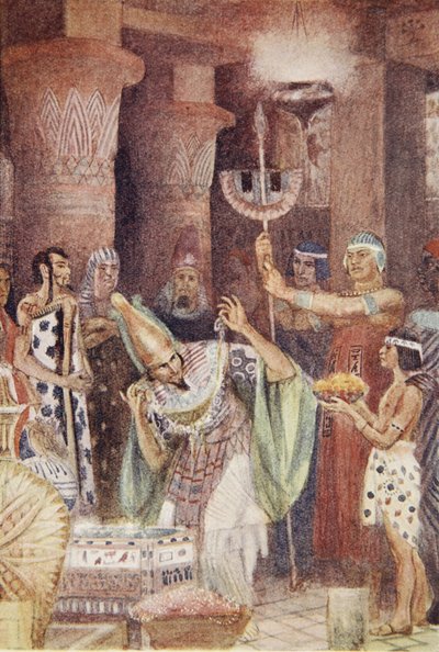 The Treasure-Chomber of Rhampsinites, ilustrace z „Mýtů starověkého Egypta“ od Lewise Spence od Evelyn Paul