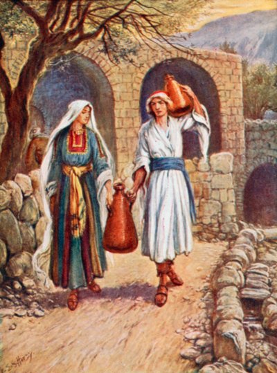 Pomoc své matce (color litho) od Evelyn Stuart Hardy
