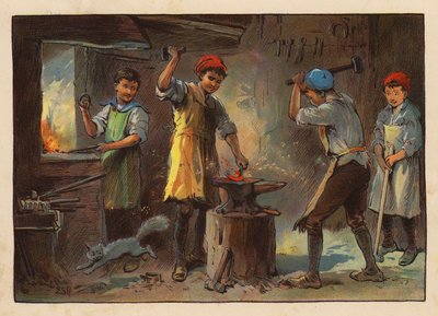 Malí dělníci: (barevná litografie) od Evelyn Stuart Hardy