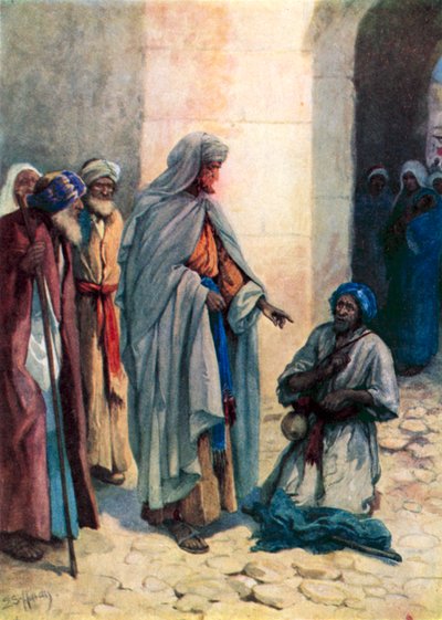Filip pomáhá mrzákovi (barva litho) od Evelyn Stuart Hardy