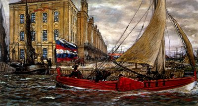 Loď v přístavu 1906 (malba) od Evgeni Evgenievitch Lanceray