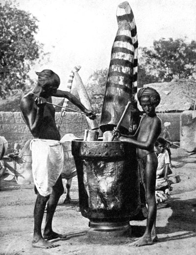 Sezamový mlýn namalovaný na počest hinduistické bohyně, Indie, 1936 od Ewing Galloway