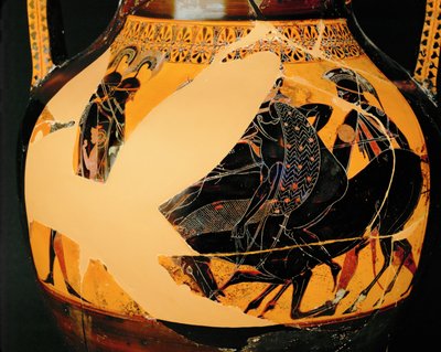 Bojová scéna. Amfora s černou figurou, stejná jako 10-03-03/48 ... od Exekias Exekias