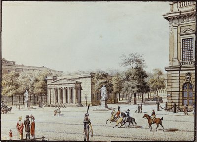 Nový dům hlídek, vedle zbrojnice, Berlín (pero a inkoust a wc na papíře) od F.A. Calau