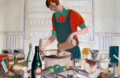 Making the Empire Christmas Pudding, c. Barevná litografie 20. let 20. století od FC Harrison