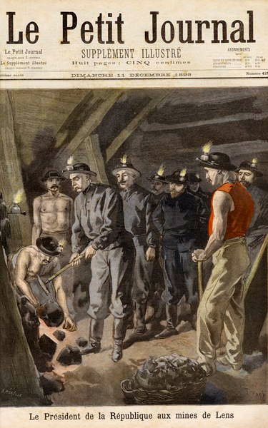 Felix Faure (1841-99) prezident republiky, v dolech u Lens, z Le Petit Journal, 11. prosince 1898 od F.L. and Tofani, Oswaldo Meaulle