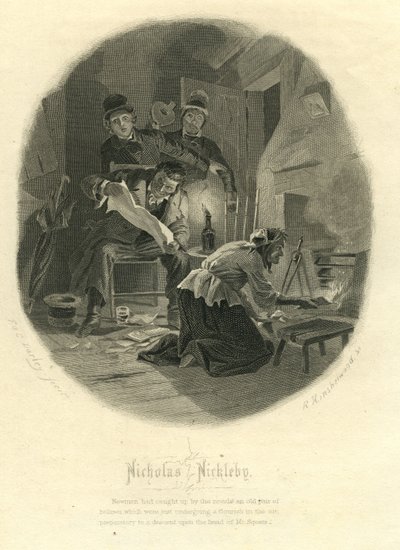 Nicholas Nickleby: Newman Noggs a Wackford Squeers, 1867 od F.O.C. and McRae, C. John Darley