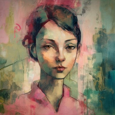 Abstraktní portrét mladé ženy, ve stylu Maurice Denis, umělecké výtisky od F. Abderrahim