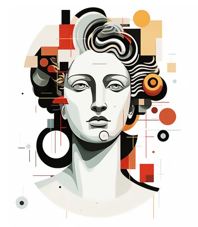 Abstrakteja apollon päätä kubistiseen picasso-tyyliin, seinälle Taideprintti od F. Abderrahim