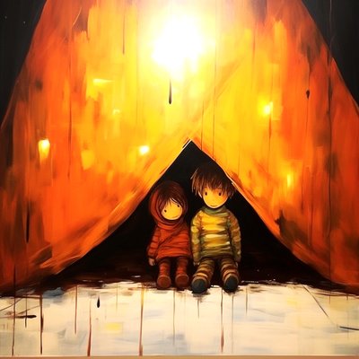 Kresba dvou nevinných dětí, surrealistické umění na zeď | Canvas Prints od F. Abderrahim