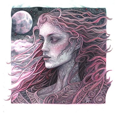 Fine Line Art Woman Portrait Grafika, nástěnné umělecké tisky od F. Abderrahim