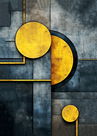 kakofonie abstraktních geometrických tvarů rende, zeď Umělecký tisk od F. Abderrahim