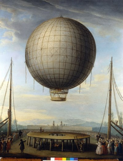Výstup na Paola Andreaniho 25.2.1784 v Miláně. Obraz F. Battagliniho. od F. Battaglini