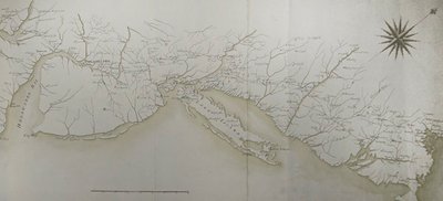Celková mapa táborů a pochodů armády v Americe na příkaz Rochambeaua, detail pravé strany, z 