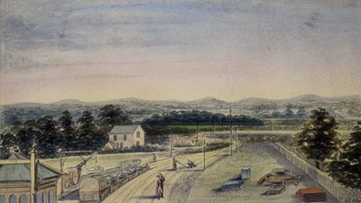 Pohled z mostu na železniční stanici, Lingfield, Surrey při pohledu na Crowhurst od F. J. P.