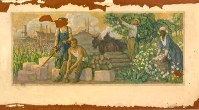 Studie nástěnné malby Abundance of Today, Clarksville, Tennessee Post Office, ca. 1937-1938. od F. Luis Mora