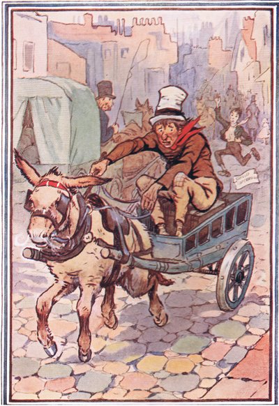 David za ním běžel, jak nejrychleji mohl, ilustrace od Davida Copperfielda, 1914 od F. M. B. Blaikie