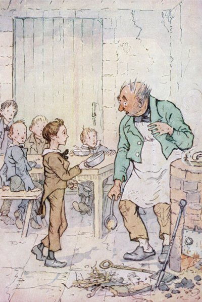 Ilustrace pro Oliver Twist (barevné lito) od F. M. B. Blaikie