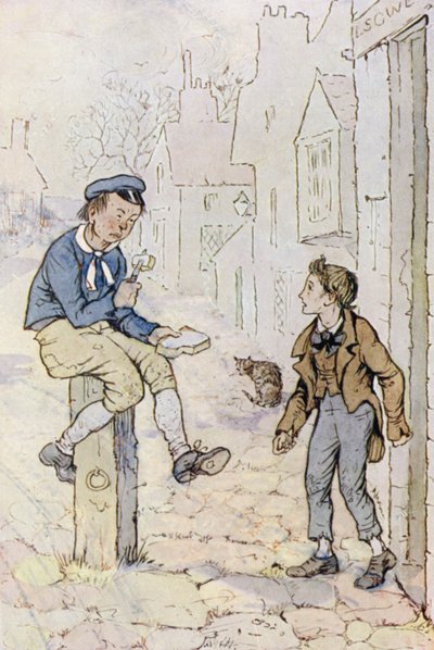 Ilustrace pro Oliver Twist (barevné lito) od F. M. B. Blaikie