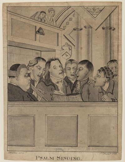 Zpěv žalmů, 9. srpna 1822 (pero, štětec a inkoust na papíře) od F. P. Fulcher