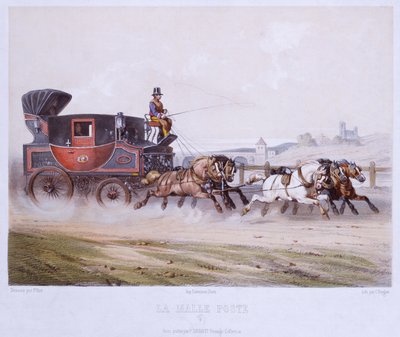 The Mail Coach, vyrytý Charles Bargue (1826-83) od F. after Fort