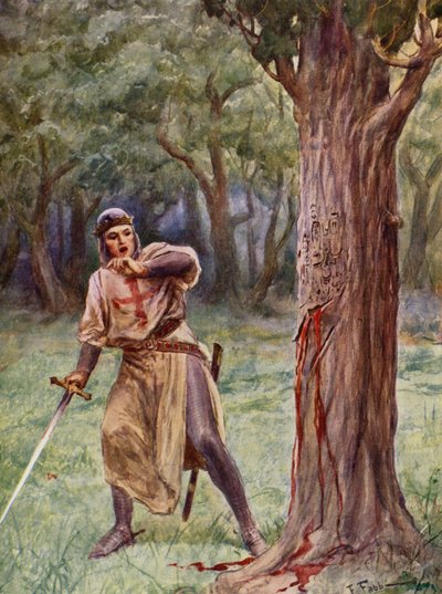 La Gerusalemme Liberata by Torquato Tasso: Canto XIII, strofa 41 (barevná litografie) od Fabio Fabbi