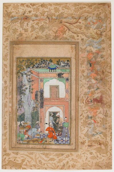 <em> Babur baví v paláci sultána Ibrahima Lodiho </em> z <em>Baburnama</em> od Farrukh Beg