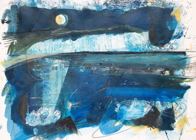 Měsíční svit, 2020 (akryl na papíře) od Faye Bridgwater