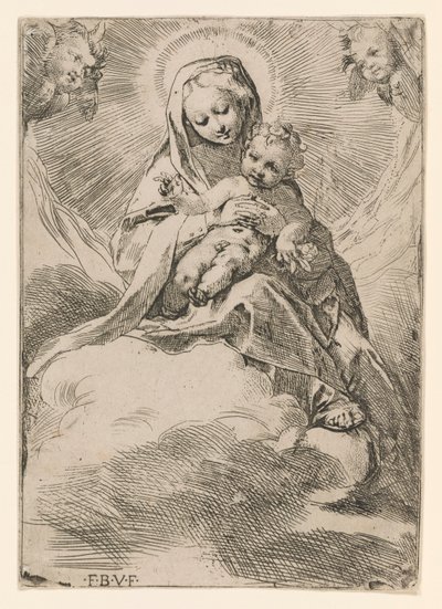 Panna a dítě v oblacích od Federico Barocci