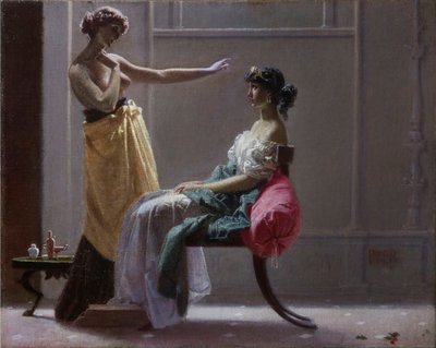 Scapigliatura: Starověký záchod (Toilette ancienne) par Faruffini, Federico (1831-1869). Olej na plátně, rozměr: 40x49,5 od Federico Faruffini