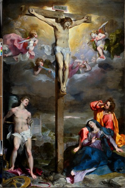 Ukřižování Krista s Pannou Marií, svatým Janem Evangelistou a svatým Sebastianem od Federico Fiori Barocci or Baroccio