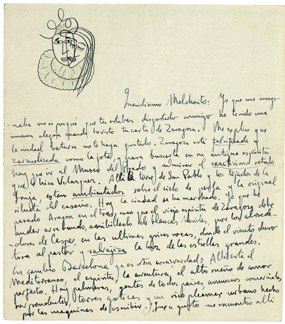 Autogram dopis Melchor Fernandez Almagro, Granada, konec ledna 1926 od Federico Garcia Lorca