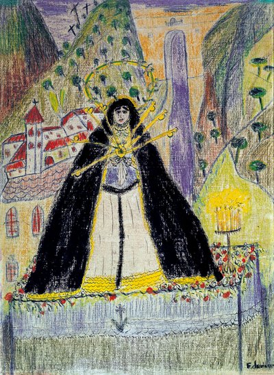 Kresba pro "Panna se sedmi dýkami" (Virgen de los siete dolores), 20. století od Federico Garcia Lorca