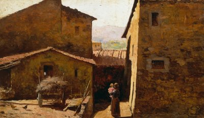 Rustikální toskánské statky, Federico Andreotti (1847-1930), olej na panelu od Federigo Andreotti