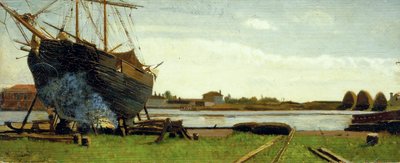Loď v přístavu od Federigo Zandomeneghi